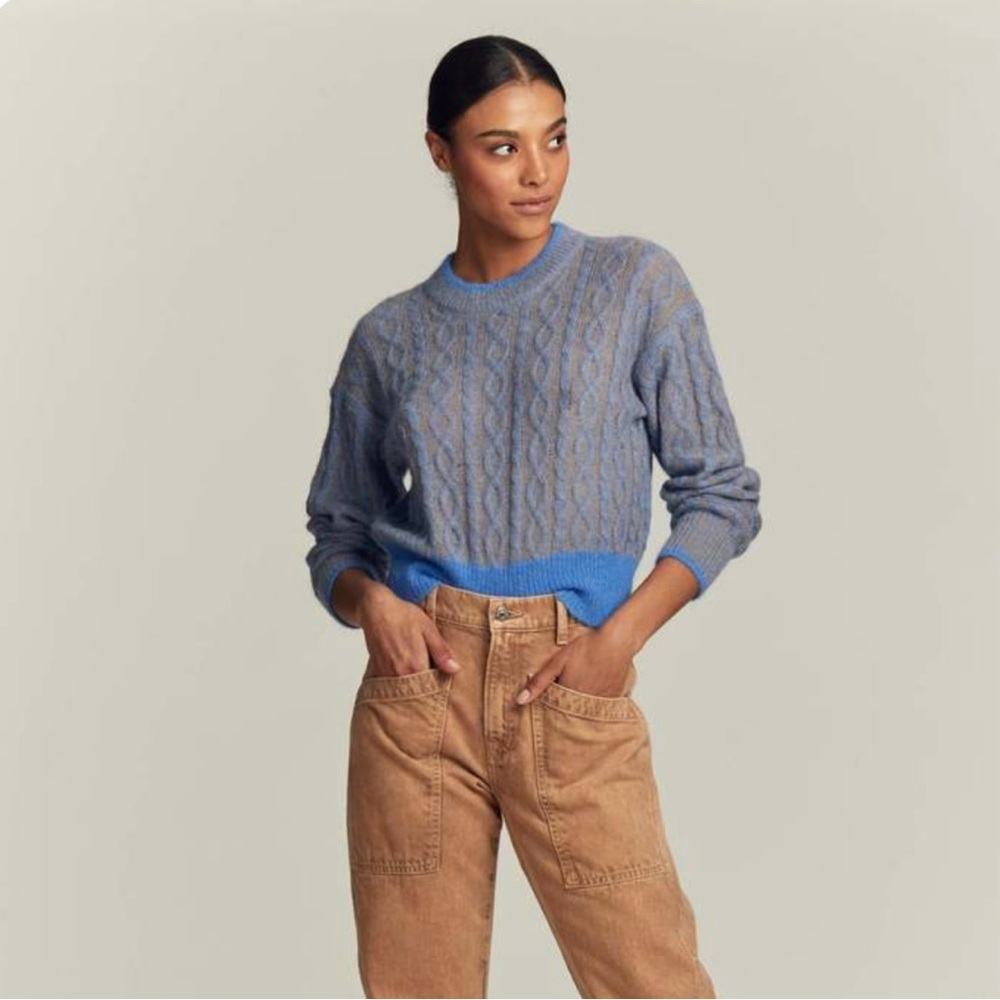 Veronica Beard Cable Knit Blue Sweater